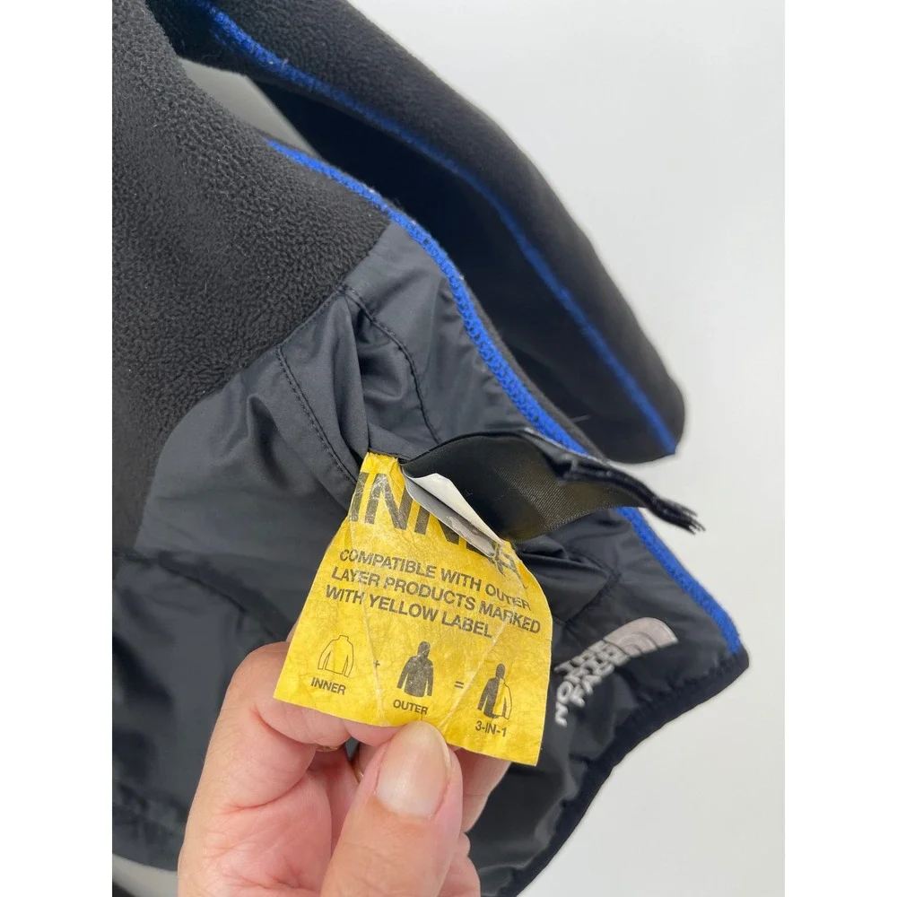 The North Face Kids Reversible Fleece Jacket Blue Black  6-8 Full Zip Coat